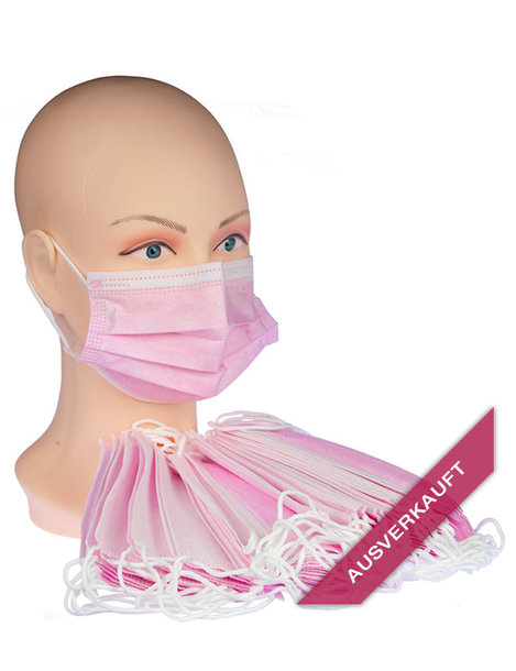 OP Einweg-Gesichtsmaske rosa - Packung mit 50 Stück